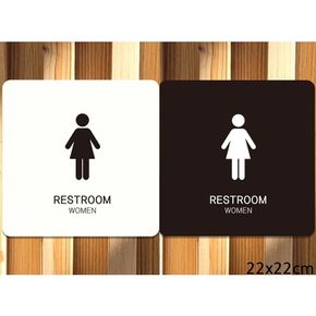 RESTROOM 22x22cm 화이트 WOMEN1 부착형