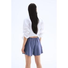 리넨 블렌드 드로스트링 쇼츠 도브 블루 1259173006