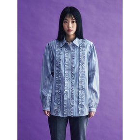 Stripe Frill Blouse (blue)