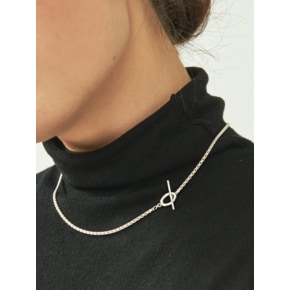 Twisted T-Obar Silver Necklace In393 [Silver]