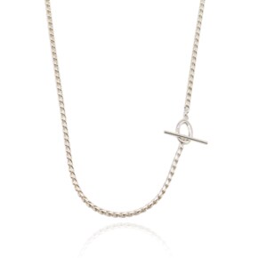 Twisted T-Obar Silver Necklace In393 [Silver]