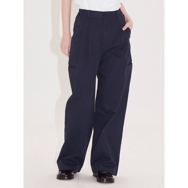 side lip pocket pintuck pants_navy