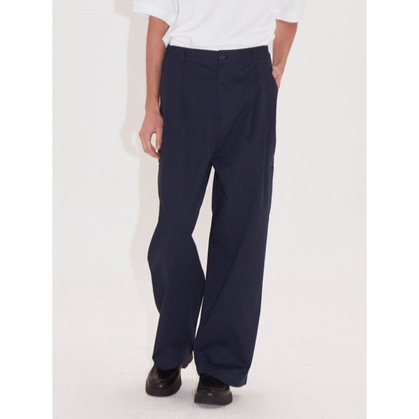 side lip pocket pintuck pants_navy