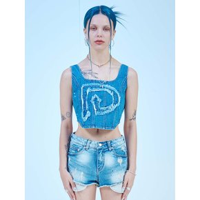 EMBORIDERY STRING DENIM TOP