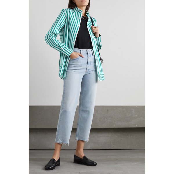 플로렌스 디스트레스드 하이웨이스트 스트레이트 진 45666037504971645