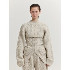 XILI Cable Knit Crop Cardigan - Ivory