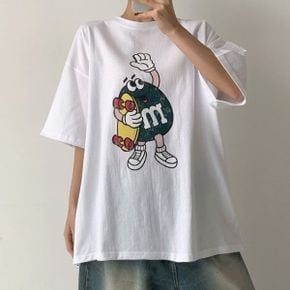 엠앤엠프린팅 라운드박스 반팔롱티셔츠 여름데일리 빅사이즈 루즈핏나염 면캐주얼_P417570044