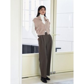 Look two pintuck side button slacks - brown