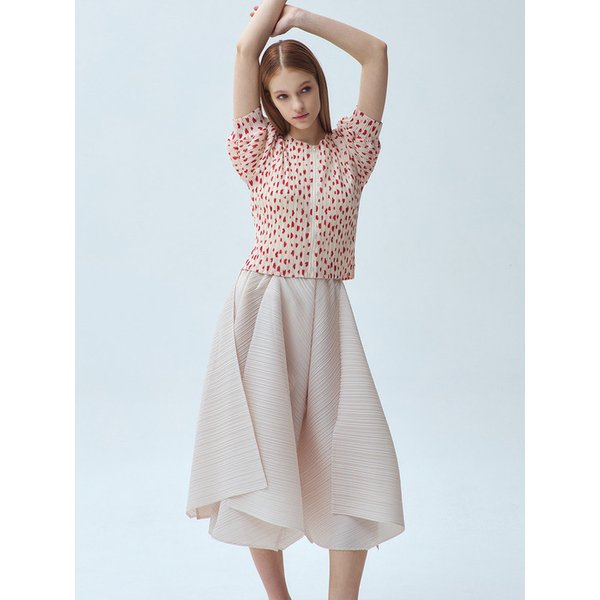 하트 패턴 플리츠 집업 블라우스_3colors