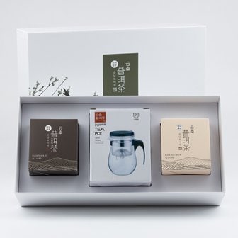  [한차애]운남보이차 산차 티백 티포트 세트(생숙차2g+숙차2g 각10포입+표일배 티포트500ml)