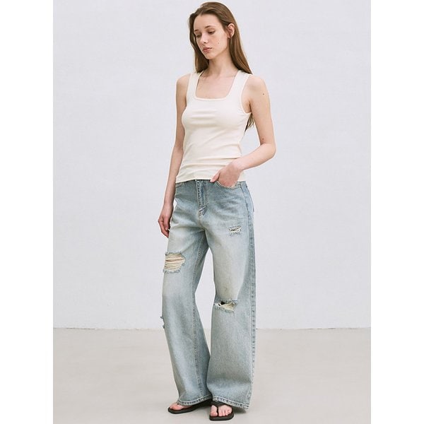 destroyed wide-leg jeans (light blue)