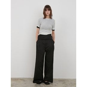 BELTED DROP COTTON PANTS [BLACK]