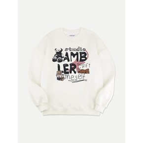 Bear Patch Over fit Sweatshirt AMM1205 (Ivory)