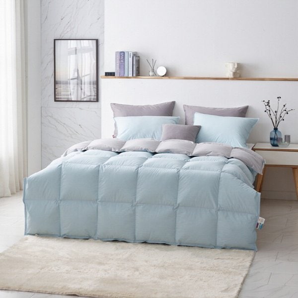 [신제품 출시]겨울용 80수 고밀도 워싱 토숀레이스 일체형 시베리아 구스95 차렵이불 - 퀸950g