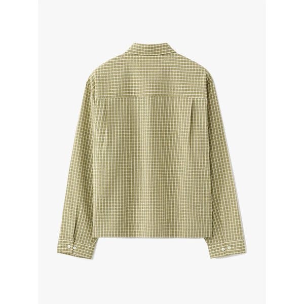 (우먼)크링클 체크 크롭 셔츠 올리브