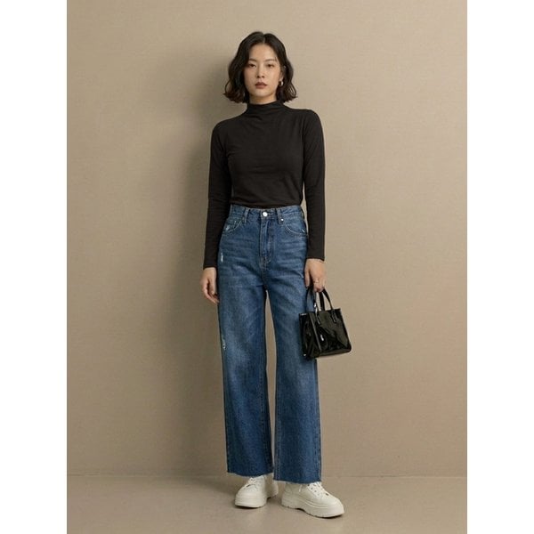 올데이 치즈스판 반목 폴라 티셔츠