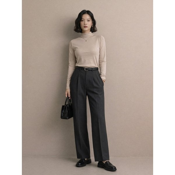 올데이 치즈스판 반목 폴라 티셔츠