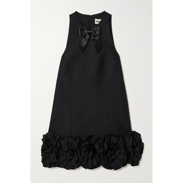 플라워 아플리케 리본 장식 트윌 미니 원피스 46376663162976738