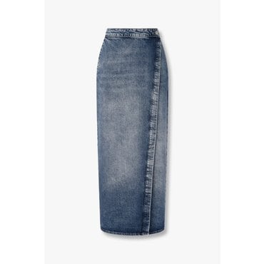 ARMANI EXCHANGE AX여성 메탈 로고 랩 데님 스커트A425142506블루