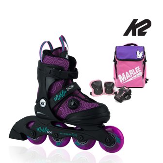 K2스케이트 [최대다쿠+][K2] 마리보아 퍼플블루 아동인라인 5단계 사이즈조절 가방+보호대[세미]