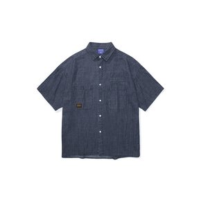 MIL-LABEL BIG POCKET DENIM S/S SHIRTS 블랙데님