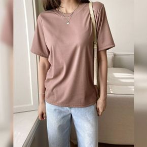 퓨로 골지 반팔 라운드 티셔츠_P392069675