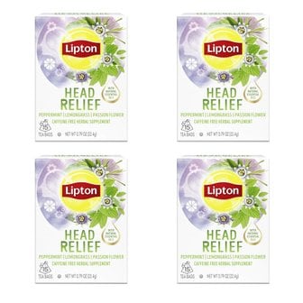 립톤 [해외직구]립톤 티백 페퍼민트 레몬그라스 디카페 1.5g 15입 4팩/ Lipton Head Relief 0.79oz