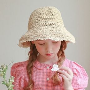 [무케] 럭키밤비네_마가렛 라피아 햇 (2colors) 아동모자 여름휴가모자 키즈썬햇