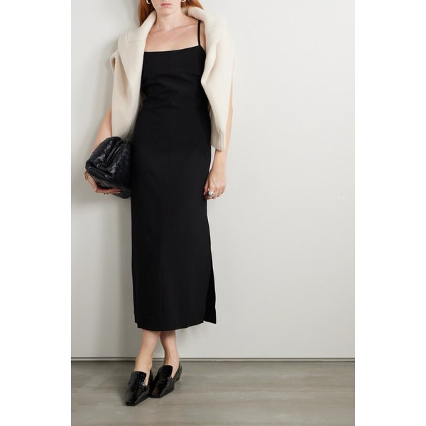 뒤마 크레이프 미디 드레스 블랙 1647597313762240