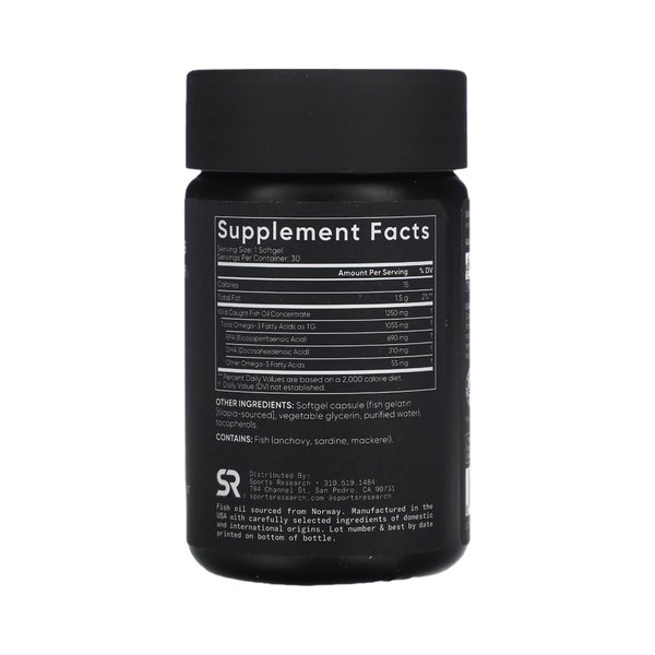 스포츠 리서치 오메가3 피쉬 오일 트리플 스트렝스 1250mg 30소프트젤