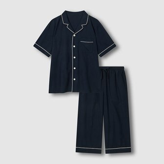 JAJU 남 코튼 레이온 시어서커 7부 파자마 세트 J216201143056