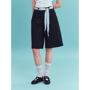 (W) 스티치 코튼 버뮤다 팬츠_블랙