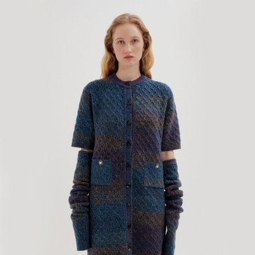 EENK TWIGGY Cable Knit Mini Dress with sleeve warmers - Purple Multi