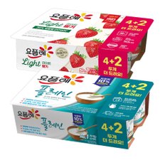  빙그레 요플레 2종혼합 플레인+라이트 딸기 80g(6입) x 2개/4개/8개