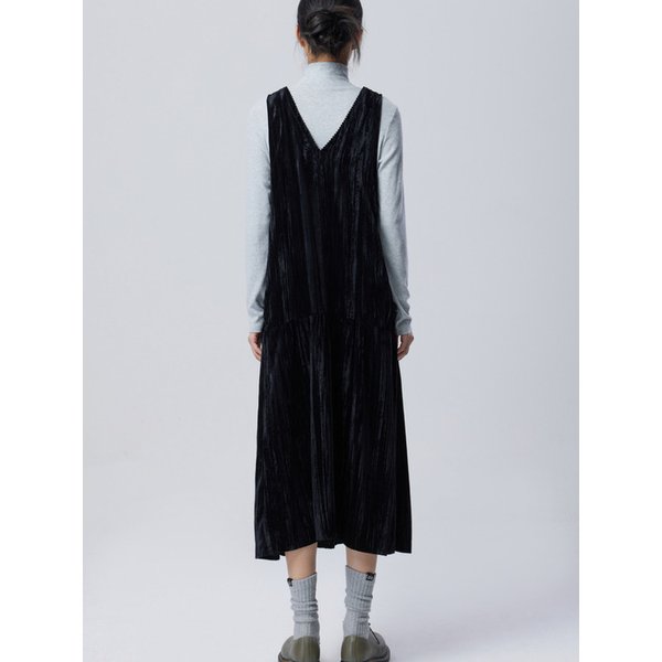 벨벳 스트라이프 라인 원피스_BAOP01611BK