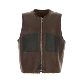 아워레가시  Brown leather reversible vest BROWN