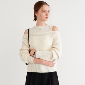 지지 컷아웃 레이어드 니트 탑_아이보리 / GIGI CUT OUT LAYERED KNIT TOP_IVORY