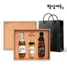 밥상마루 참기름+들기름+참깨+쇼핑백 선물세트