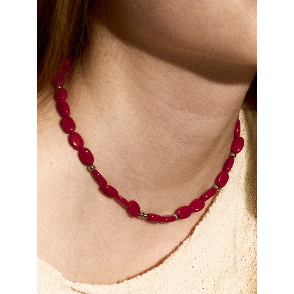 temper stone necklace-red