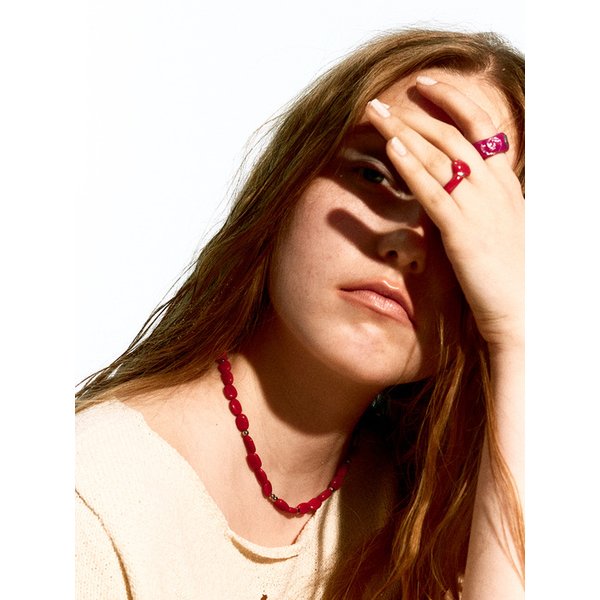 temper stone necklace-red