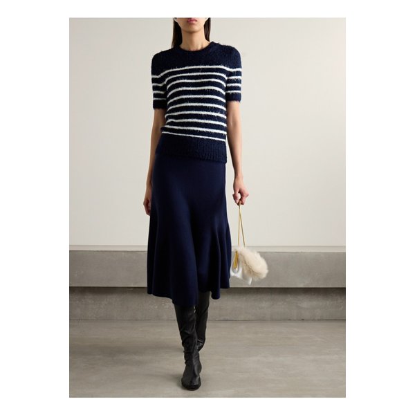 케이트 루피아 스트라이프 실크 캐시미어 혼방 티셔츠 네이비 1647597340049534