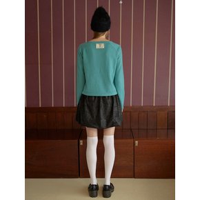 SUEDE SHIRRED BALLOON SKIRT_BLACK