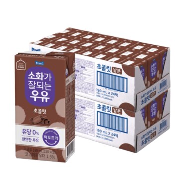 텐바이텐 매일유업 소화가 잘되는 우유(락토프리) 멸균 초콜릿 190ml 48개