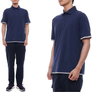브루넬로쿠치넬리 25SS 남성 페이크 레이어드 폴로 반팔티셔츠 (M0B133966 CCV61 25S)
