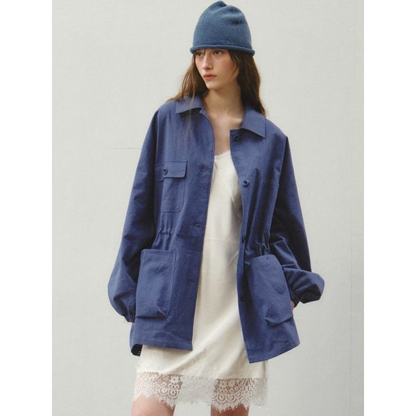 Linen Blend Utility Field Jacket_CTO155(Blue)