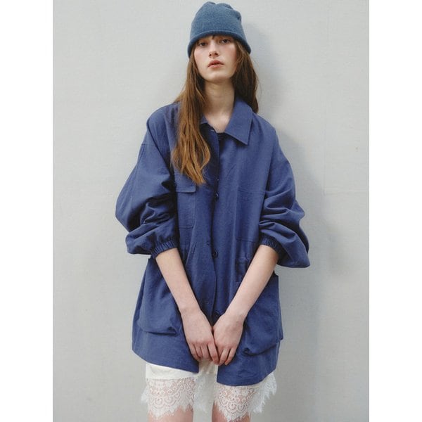 Linen Blend Utility Field Jacket_CTO155(Blue)