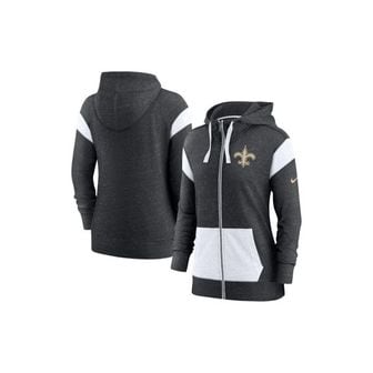 나이키 4278880 Nike Womens Heather Black/White New Orleans Saints Plus Size Monaco Full-Zip Light