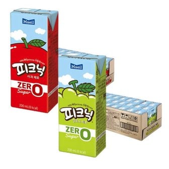  피크닉 제로 사과 200ml 24팩 + 청포도 200ml 24팩