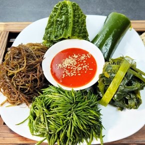 [완도맘] 손질하여 데친 완도 해초 모듬한상 120gx5팩 (곰피미역+톳+꼬시래기+다시마+물미역)