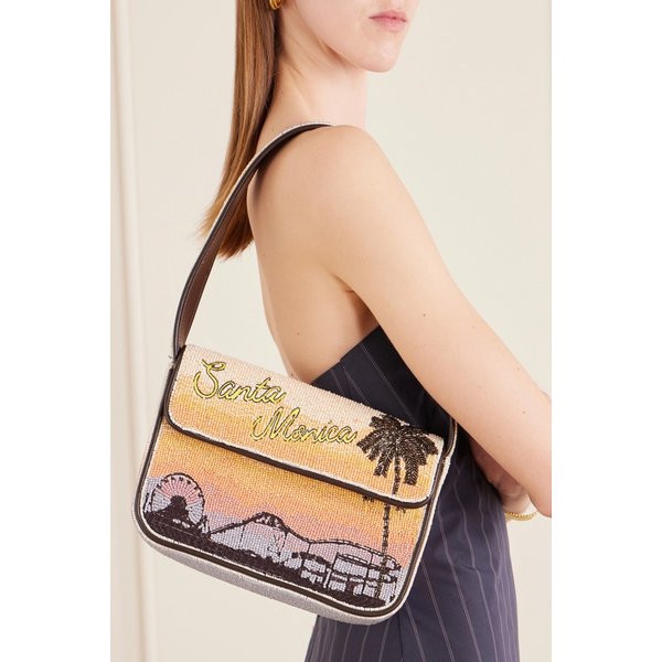 스타우드 토미 비즈 자수 새틴 숄더백 코랄 46376663163027456